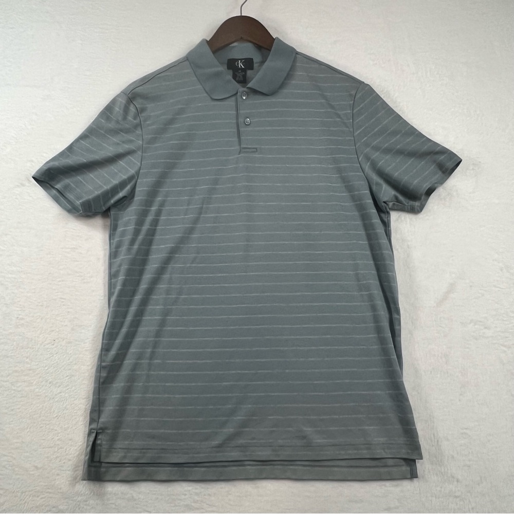 Calvin Klein Gray Striped Men's Polo Shirt size Medium